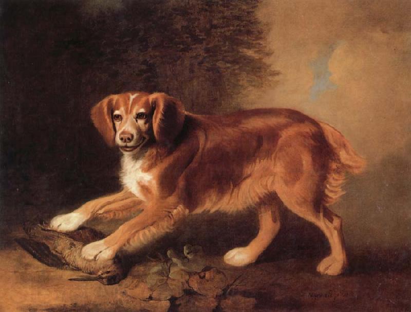 Benjamin Marshall A Celebrated spaniel,the property of colonel joliffe,in a landscape with a woodcock Germany oil painting art